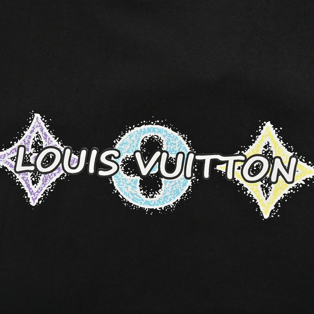 Louis Vuitton/Louis Vuitton 24ss hand-painted three-flower printed short sleeves